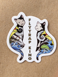 Tattoo cats, 2" x 2" vinyl sticker-Flytrap King